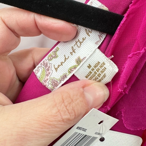 BAND OF THE FREE Kiss me fuchsia peplum ruffled textured party mini dress NWT M - Picture 9 of 16